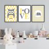 Quadro Infantil Coruja Love Elefante Moldura Preta - 1