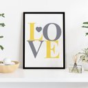 Ver imagem 1 de Quadro 40x30cm Love Cinza Amarelo Moldura Preta