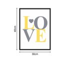 Ver imagem 3 de Quadro 40x30cm Love Cinza Amarelo Moldura Preta