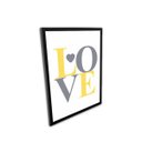 Ver imagem 2 de Quadro 40x30cm Love Cinza Amarelo Moldura Preta
