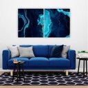 Ver imagem 1 de Quadro 90x80cm 2pçs Abstrato Azul Canvas