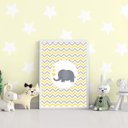 Ver imagem 1 de Quadro 40x30cm Elefante Cinza e Amarelo Moldura