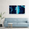 Quadro 90x80cm 2pçs Abstrato Azul Moldura Vidro - 1