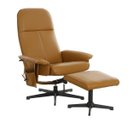 Ver imagem 5 de Kit 2 Poltronas Reclináveis Manuais Royale Massageia Giratória Apoio para Os Pés Pu Caramelo G31 - G