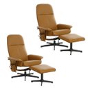 Ver imagem 1 de Kit 2 Poltronas Reclináveis Manuais Royale Massageia Giratória Apoio para Os Pés Pu Caramelo G31 - G