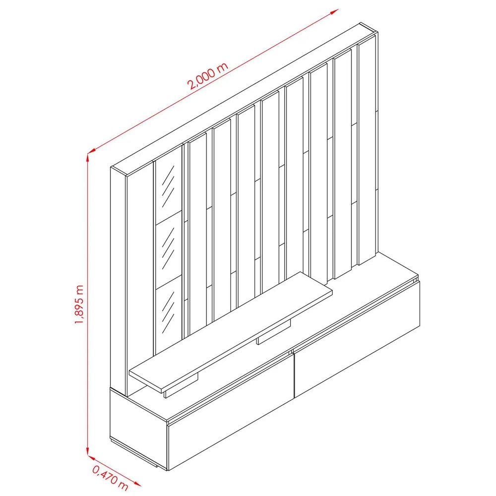 Estante Home Theater Com Espelho e LED 2 Gavetas Zeus Fendi/Naturale - Madetec - 5