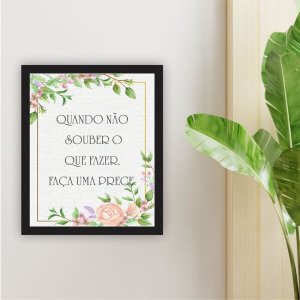 Quadro 30x25cm Frase Flor Verde Moldura Vidro