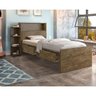 Cama Quarto Solteiro Isa Com Baú Prateleira e Gaveta - 1