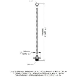 Ligacao Flexivel Malha de Aço 40 Cm Cromado - Docol - 2
