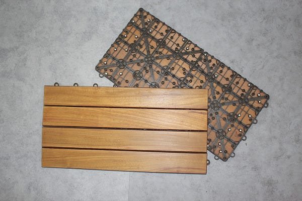 Deck de Madeira Modular com Base Plástica 4 Ripas 30x60 Kit 8 Peças (1,33m²) - 2