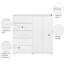 Ver imagem 2 de Cômoda Sapateira 2 Portas 5 Gavetas Multiuso Branco