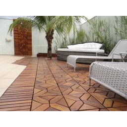 Deck de Madeira Modular com Base Plástica 6 Ripas 30x30 Kit 24 Peças (2m²) - 7