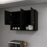 Armário Parede Suspenso Multiuso Quarto Cozinha 3 Portas ClickForte Armário Multiuso Preto - 4
