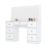Penteadeira Camarim Escrivaninha Com Espelho LED 7 Gavetas Organizador Multiuso Quarto Branco - 2