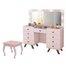 Penteadeira Glow Up com Espelho e Luz de LED + Banqueta sem Almofada Rosê - Bela Móveis - 1