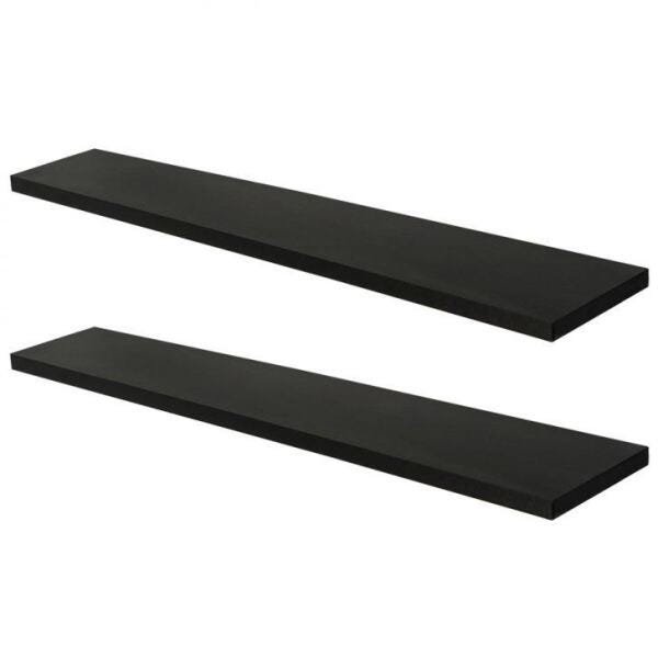 2 Prateleiras Preta em Mdf 120x20 Com Suporte Fixação - 3