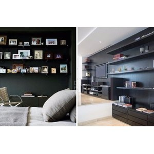 Combo 3 Prateleiras Mdf 1200x200 Preta com Suporte Invisivel