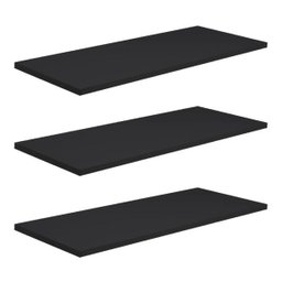 Combo 3 Prateleiras Mdf 1200x200 Preta com Suporte Invisivel - 3