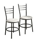 Ver imagem 2 de Kit 02 Cadeiras de Aço com Assento Estofado para Mesa Cozinha Estrutura Preta Liz:Branco