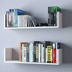 Combo 2 Prateleiras em U Branco Mdf 1000x200mm com Suporte Invisivel
