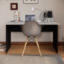 Ver imagem 1 de Mesa Retangular New City Pé Painel 135 cm Cinza Cristal/Preto Gebb Work