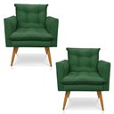 Ver imagem 1 de Kit 2 Poltronas Thais Suede Verde Pés Palito - Pallazio