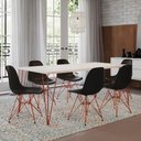 Ver imagem 1 de Mesa Sala de Jantar Industrial Branca 135x75 6 Cadeiras Pretas de Ferro Cobre