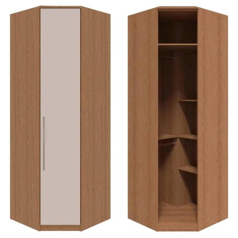 Guarda Roupas Casal Modulado para Canto Obliquo 234cm Setiba Plus Rimo Carvalho/palha