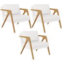 Ver imagem 1 de Kit 03 Poltrona Decorativa Para Sala Pietra Estrutura De Madeira L02 Corano Branco - Lyam Decor