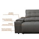 Ver imagem 5 de Sofá com Porta Copos Carregador USB Ret Rec Arizona 2,00m Velosuede - Netsofas - Cinza