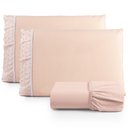 Ver imagem 1 de Jogo de Lençol Cama Casal Padrão 3 Peças 100% Algodão Percal 180 fios Com Leze:Salmão