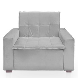 Poltrona Cama com Puff para Sala Confortavél Moderna Suede - 4