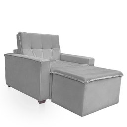 Poltrona Cama com Puff para Sala Confortavél Moderna Suede - 6