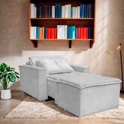Poltrona Cama com Puff para Sala Confortavél Moderna Suede - 2