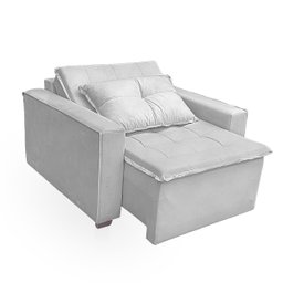 Poltrona Cama com Puff para Sala Confortavél Moderna Suede - 5