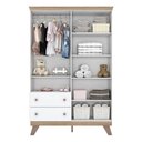 Ver imagem 4 de Berço Americano e Guarda Roupa Infantil Confete Branco Brilho Jequitibá Hp - Henn