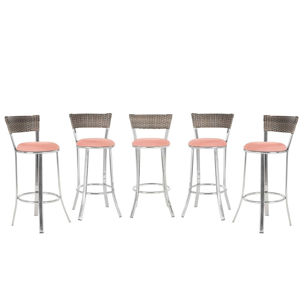 Banqueta Bistro para Bar, Cozinha, Balcão em Alumínio e Fibra Tc Zanutto 5 Unidades Capuccino