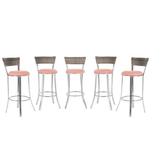 Banqueta Bistro para Bar, Cozinha, Balcão em Alumínio e Fibra Tc Zanutto 5 Unidades Capuccino