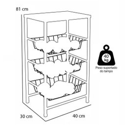Fruteira Max Frut com 3 Cestos Removíveis Preto Açomix - 3 Fruteira Max Frut com 3 Cestos Removíveis Preto Açomix - 3