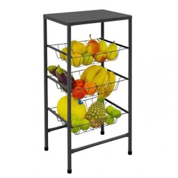 Fruteira Max Frut com 3 Cestos Removíveis Preto Açomix - 1 Fruteira Max Frut com 3 Cestos Removíveis Preto Açomix - 1