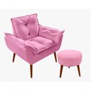 Ver imagem 1 de Kit C-01 Poltrona Opala + 01 Puff Redondo Danny Suede Rose