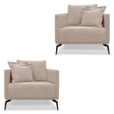 Ver imagem 1 de Kit 2 Poltronas Para Sala de Estar Sirius Linho Areia Pés Metálicos - Pallazio