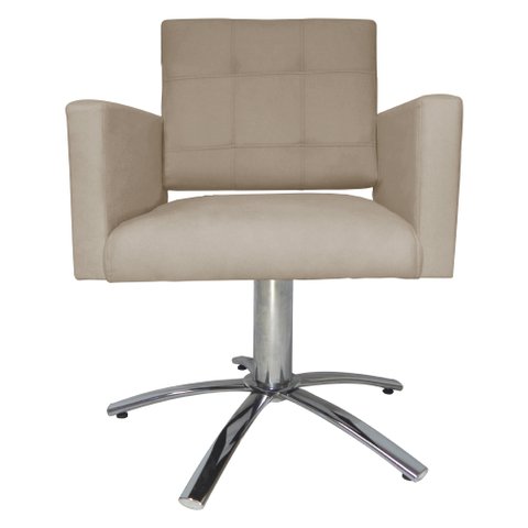 Poltrona Decorativa Camila Pés Metal Giratório Suede Capuccino - DS Estofados