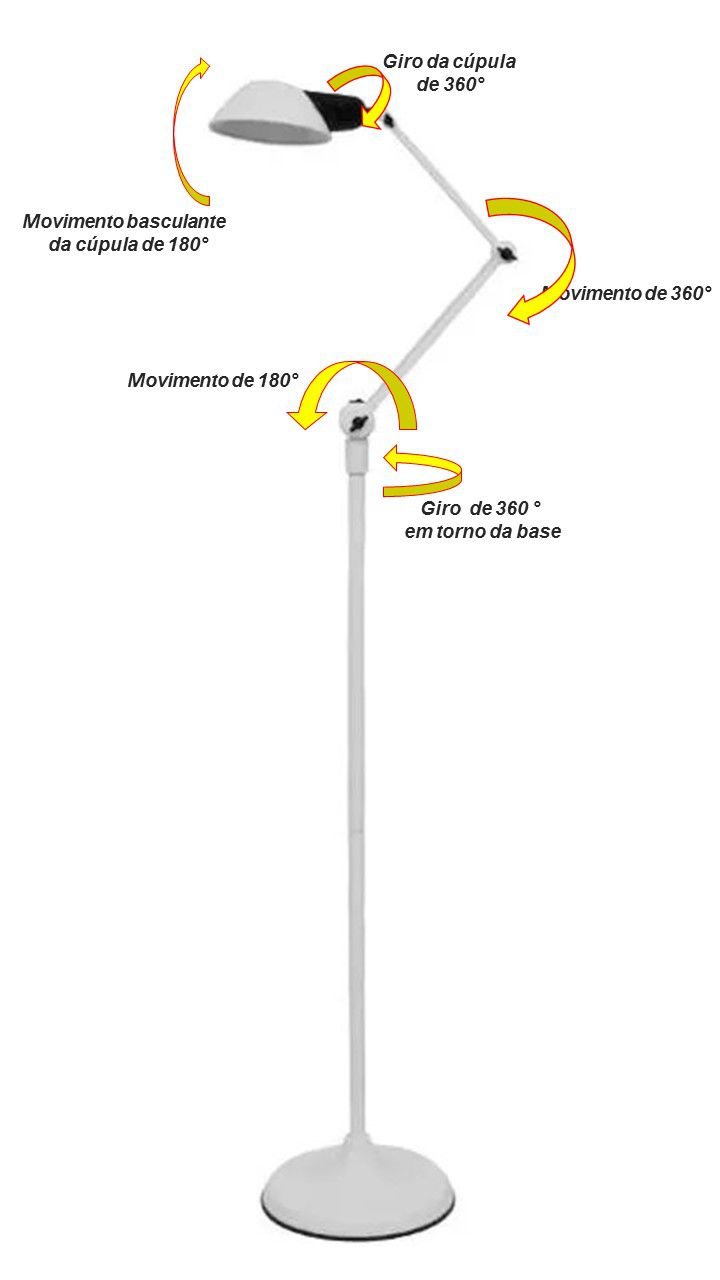 Luminária Coluna Ilutec Articulada Cupula de Alumínio Ref.182 Branco