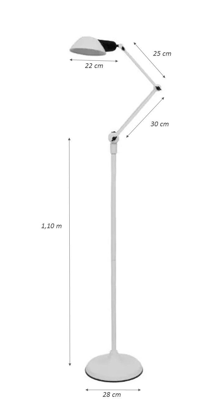 Luminária Coluna Ilutec Articulada Cupula de Alumínio Ref.182 Branco