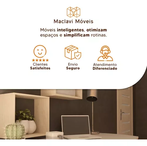 Ver imagem 5 de Bancada Articulada 80x40 Moderna Suspensa P/ Computador