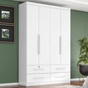 Ver imagem 2 de Guarda Roupa Solteiro 4 Portas 4 Gavetas Mari 154x231 cm Branco Absoluto Zanz