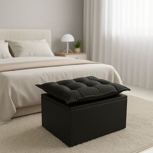 Puff Baú Opala Decorativo Organizador Quarto Infantil:preto