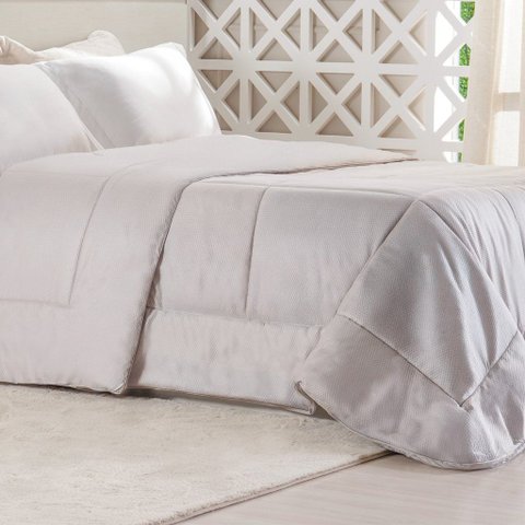 Edredom Prime Casal 3d Embossed 180x220cm Cinza Elefante