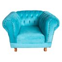 Ver imagem 2 de Poltrona Chesterfield Duque Suede Azul Tiffany Para Sala, Tv, Estar, Recepção , decoração